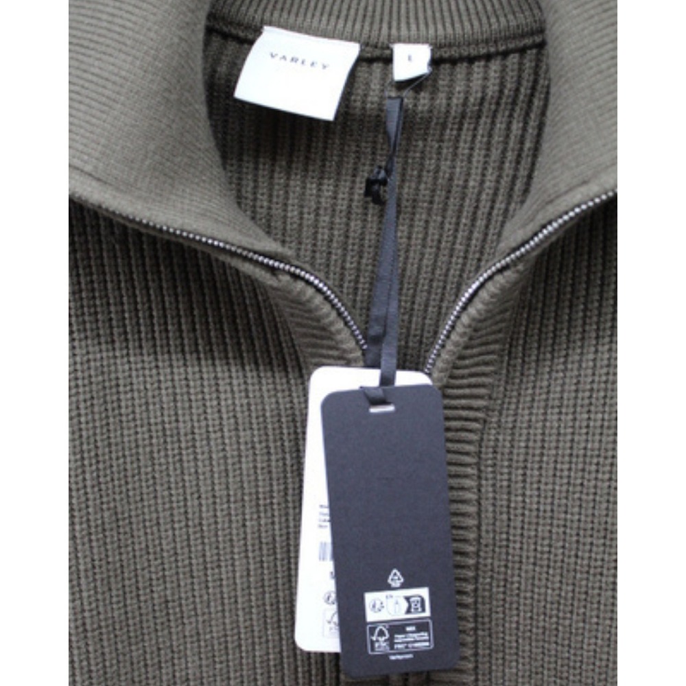 Varley Maura Half Zip Sweater Womens Large Rib Knit Olive Green NWT Pullover - Picture 11 of 13